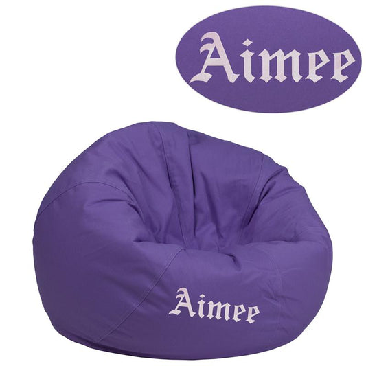 Personalized Small Solid Purple Kids Bean Bag Chair