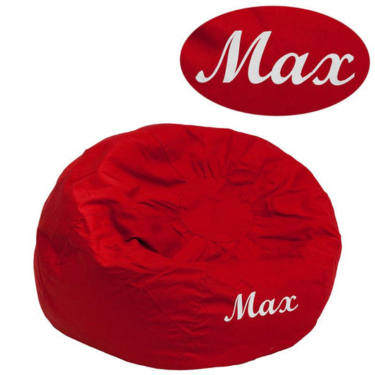 Personalized Small Solid Red Kids Bean Bag Chair