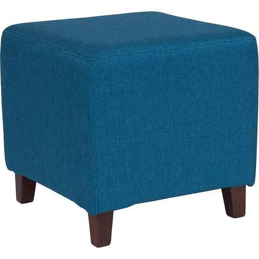 Ascalon Upholstered Ottoman Pouf in Blue Fabric