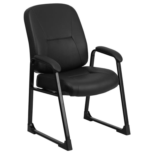 Big & Tall 400 lb. Rated Black LeatherSoft Executive Side Chair with Sled Base