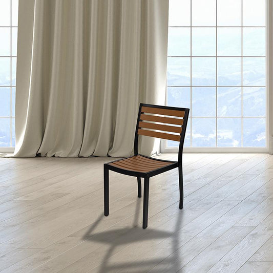 Outdoor Side Chair with Faux Teak Poly Slats
