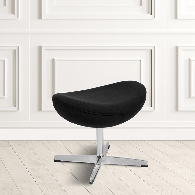 Black Fabric Saddle Wing Ottoman