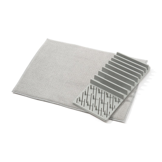 Drying Dish Rack & Mat Set Gray