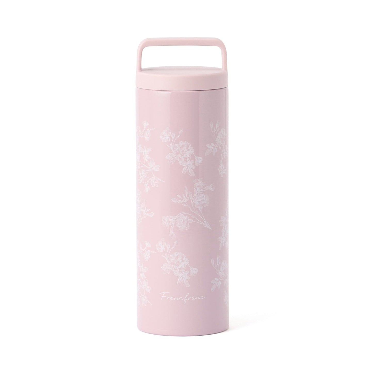 Stainless Steel Bottle With Handle 470ml Chic Flower Pink