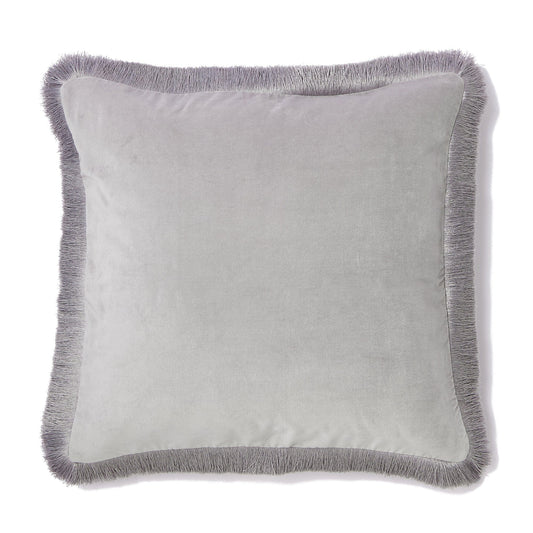 Velvet Fringe Cushion Cover 600 X 600  Gray