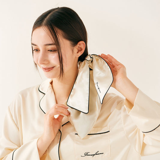 Silk Night Cap Ponytail  Ivory