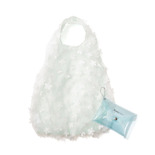 Tulle Bag Flower White X Mint