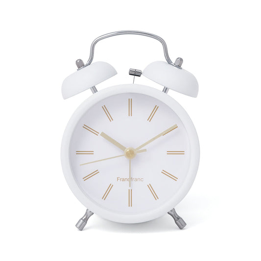Twin Table Clock White