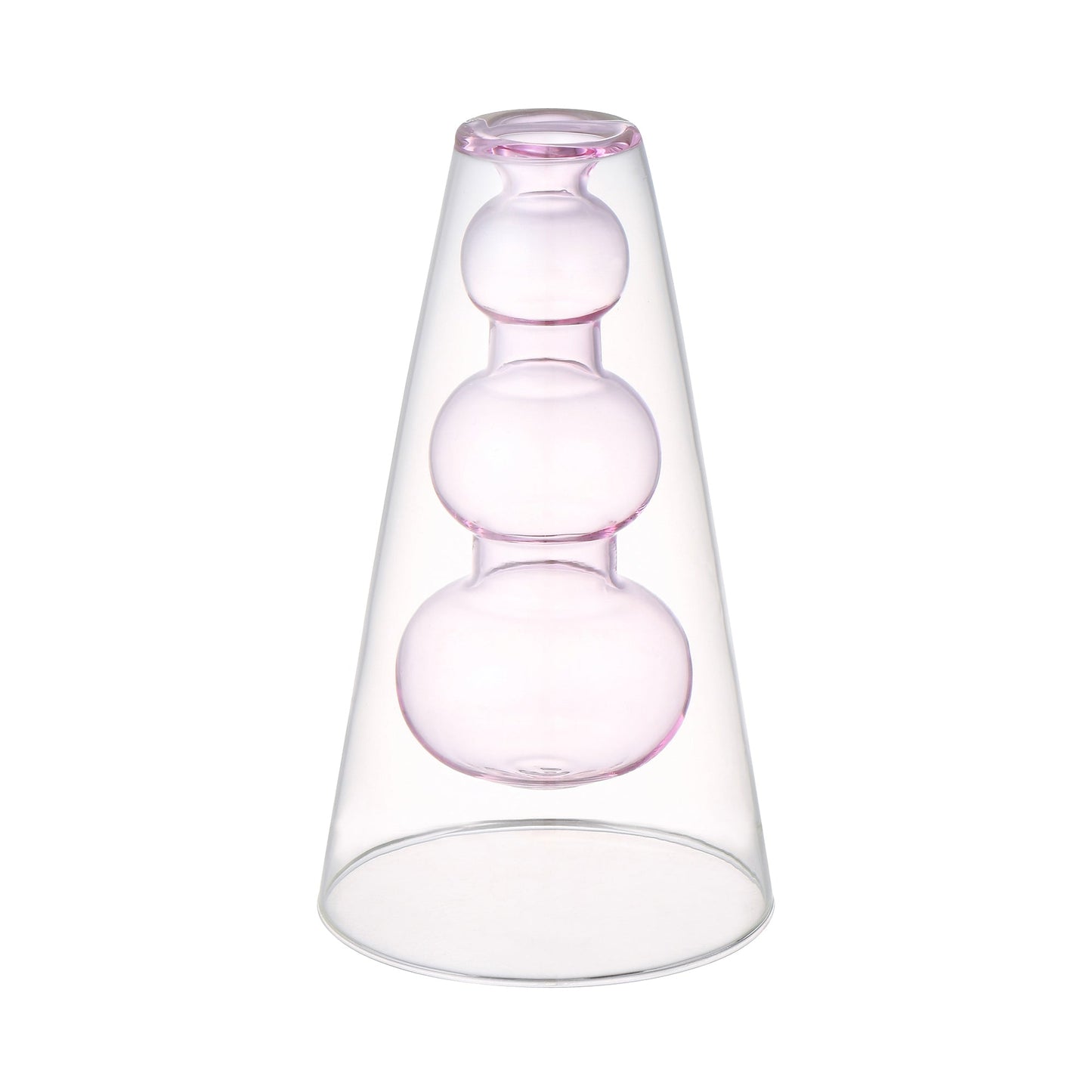 Double Glass Flower Vase Pink