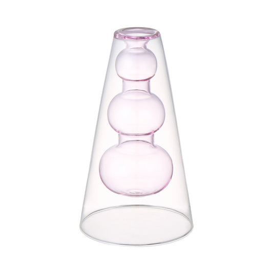 Double Glass Flower Vase Pink