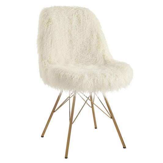 Remy Flokati Chair With Gold Metal Base