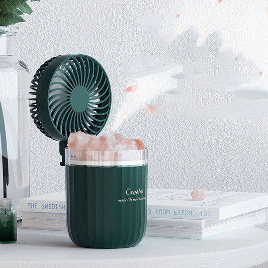 Portable Crystal Aromatherapy Humidifier - USB Wireless Aroma Essential Oil Diffuser with Adjustable Fan and Warm Light