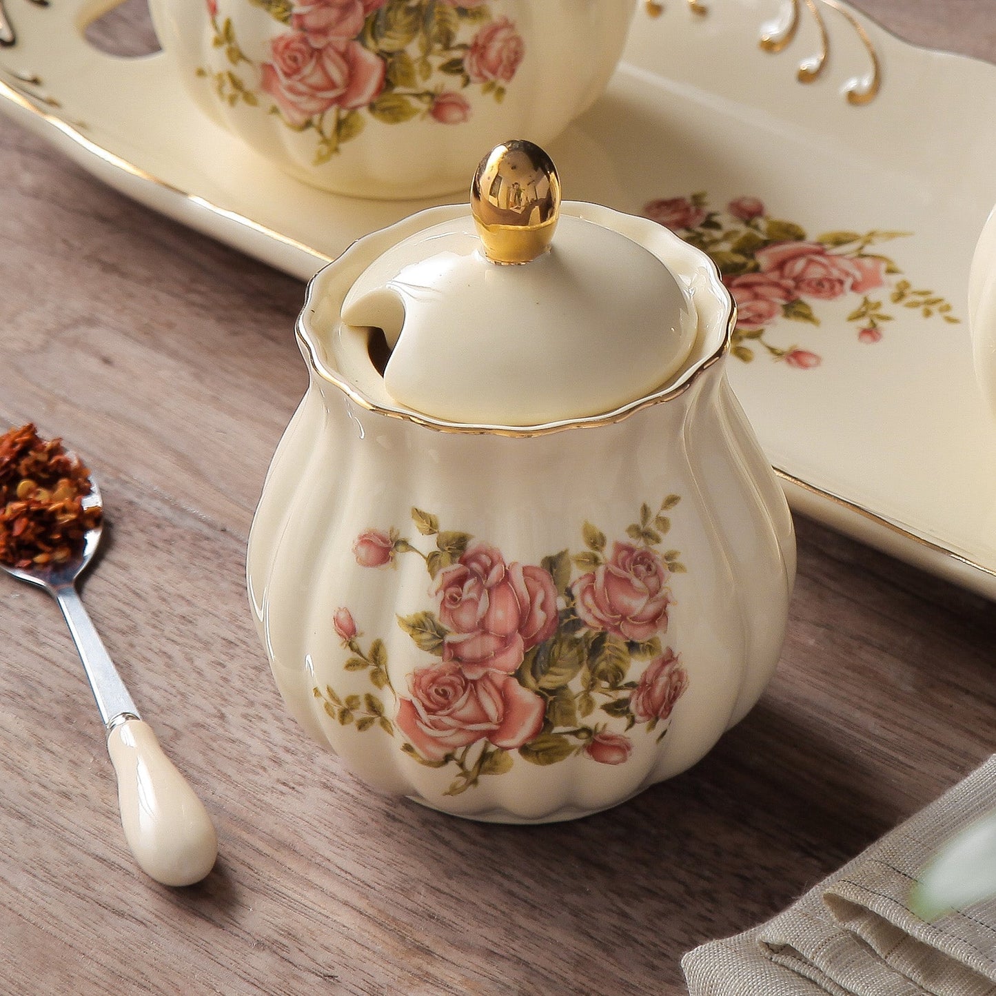 Three-piece Kitchen Ceramic Seasoning Jar