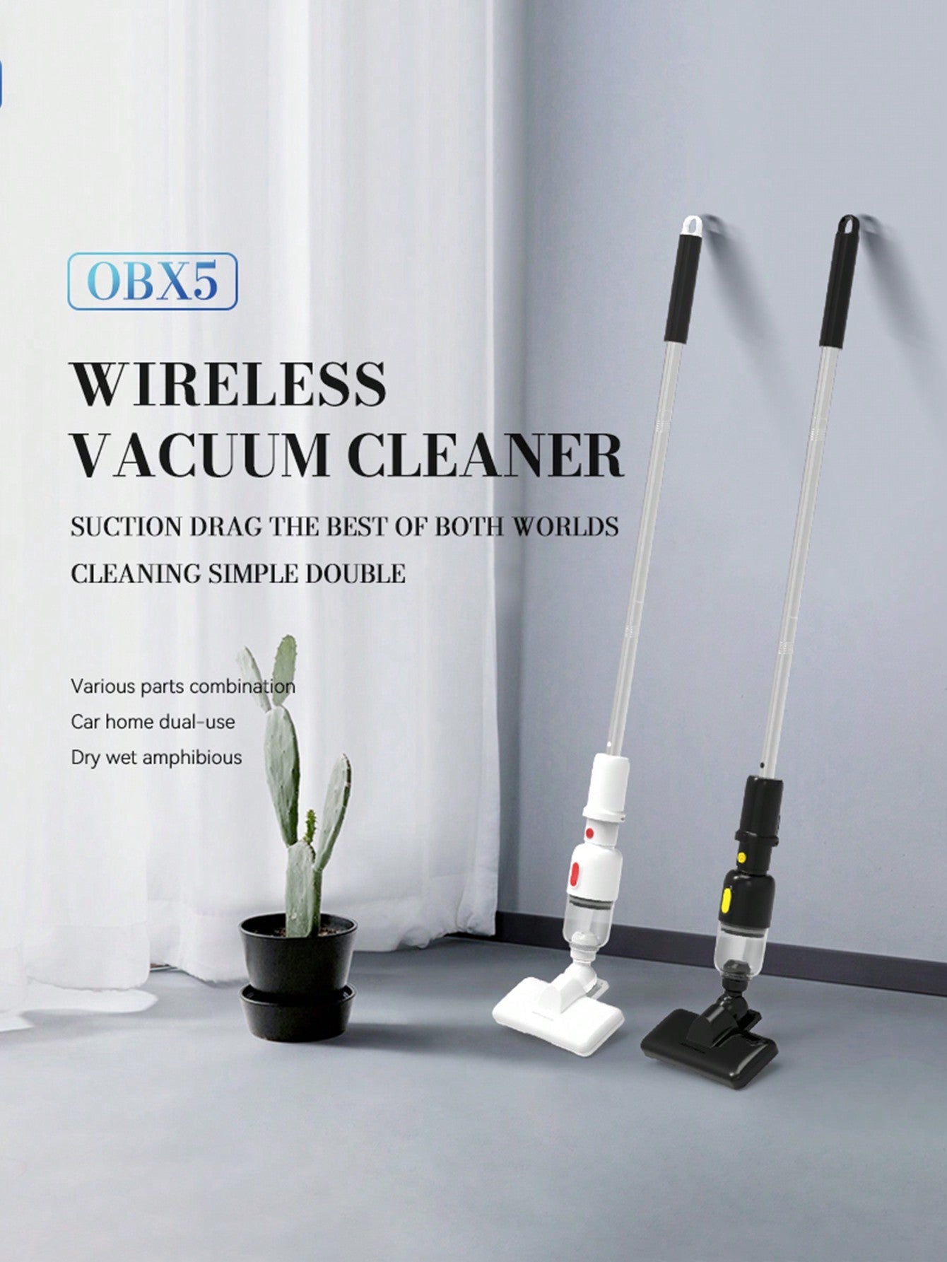 1pc Black Usb Rechargeable Cordless Handheld Vacuum Cleaner For Home And Car, High Power Wet And Dry Dual-use Vacuum, With Charging Function