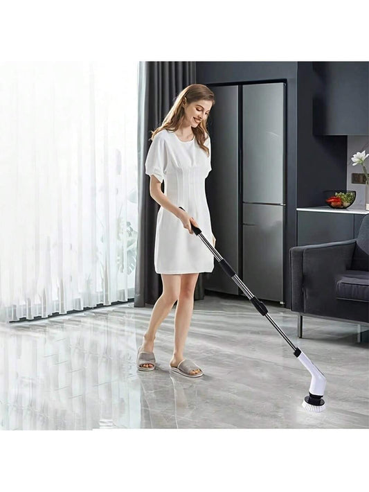 1pc 7-in-1 Usb Charging Electric Cleaning Brush With Extendable Handle For Bathroom, Toilet, Floor, 25w