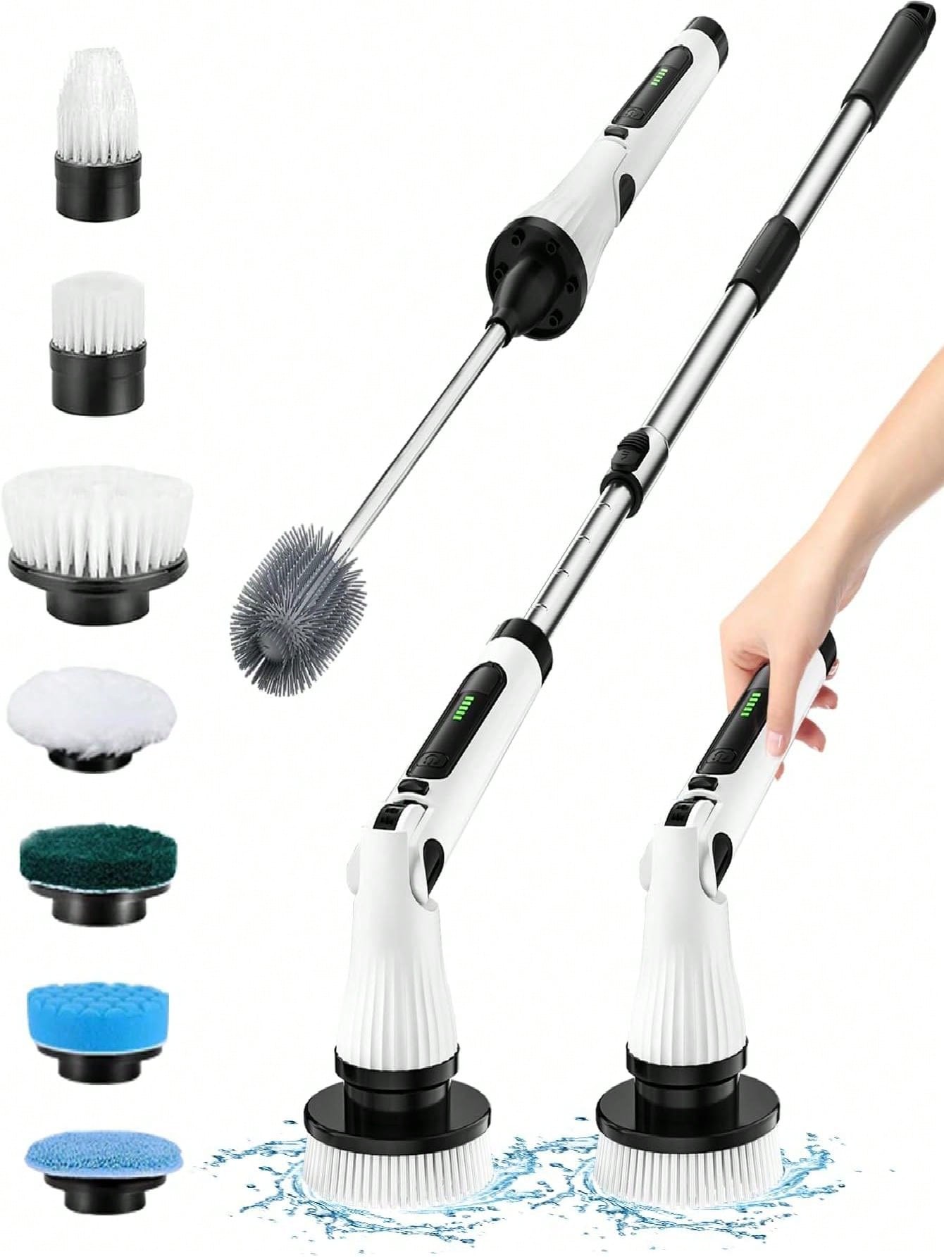 Leebein Electric Spin Scrubber, 2023 Electric Cleaning Brush With 8 Replaceable Brush Heads & Toilet Brush, Adjustable & Detachable Long Handle, Cordless Cleaning Brush For Bathroom, Tub, Tile, Toilet Visit The Leebein Store
