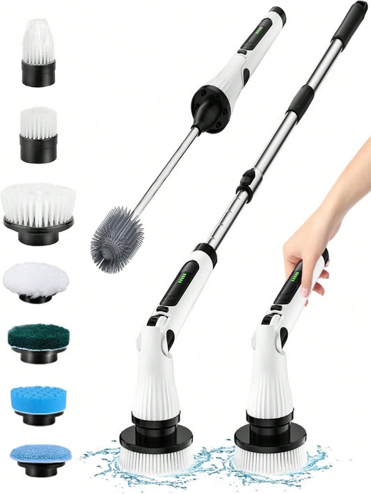 Leebein Electric Spin Scrubber, 2023 Electric Cleaning Brush With 8 Replaceable Brush Heads & Toilet Brush, Adjustable & Detachable Long Handle, Cordless Cleaning Brush For Bathroom, Tub, Tile, Toilet Visit The Leebein Store