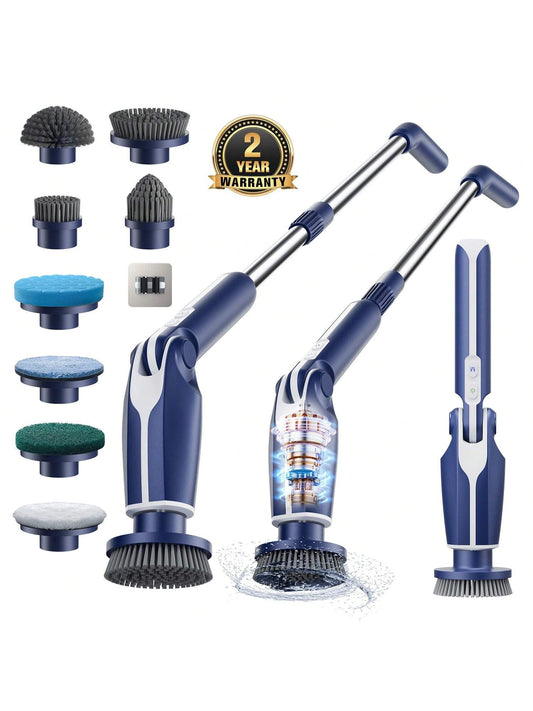 Leebein Electric Spin Scrubber, 2024 Upgraded Electric Scrubber For Cleaning, Spin Scrubber With Long Handle & 8 Replaceable Brush Heads, Remote Control Shower Cleaner Brush For Bathroom, Floor