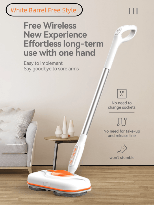 1pc White Cordless Electric Mop Without Bucket With Full-Automatic Functionality. One-Click Spray, Handheld Electric Mop For Floor Cleaning. Cordless Rotating Electric Mop For Daily Cleaning Of Hardwood, Ceramic Tile, Laminate Flooring And Lighting