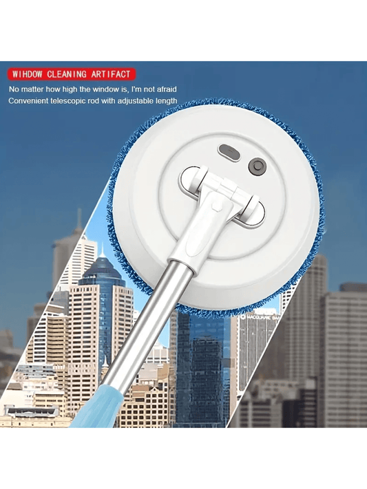 1pc Electric Cleaning Brush With Telescopic Handle, Automatic Rotation, Suitable For Home, Glass, Windows, Floors, Cars. Can Be Used Wet Or Dry.