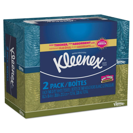 Kleenex Trusted Care Facial Tissue, 2-Ply, White, 160/Box, 12 Two-Packs/Carton - KCC37399