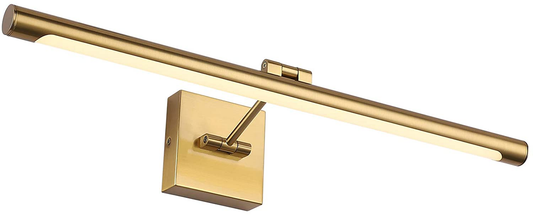 LED Picture Light Fixtures 24.4 Inches, Full Metal Artwork Wall Lamp with Single Swing Arm, 14W (70W Eqv.), Hardwire Connection, Non-Dimmable, 3000K Warm White, CRI80+, Golden-Like Brass Finish