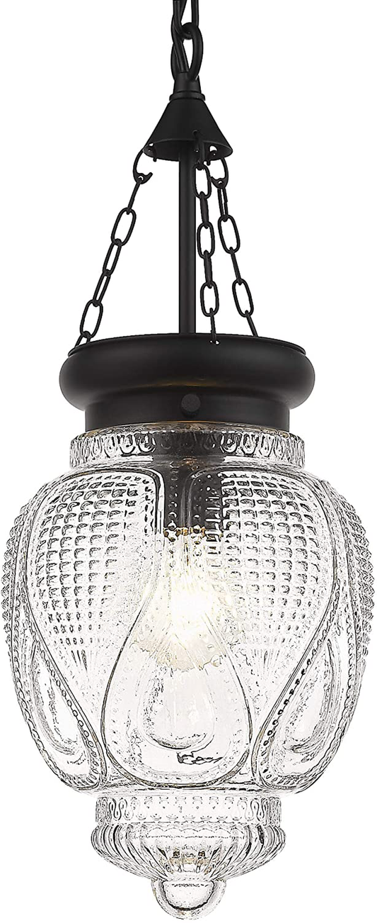 DSMJFU Black Glass Ceiling Pendant Light Kitchen Island Lighting Farmhouse Vintage Hanging Light Fixture for Dining Room, Entryway, Bathroom,Sink, Breakfast Nook