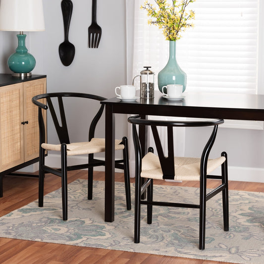 Paxton Modern Black Finished Wood 2-piece Dining Chair Set