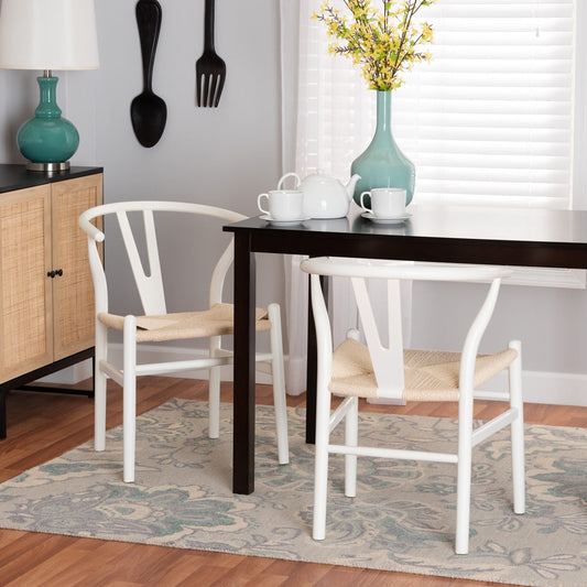 Paxton Modern White Finished Wood 2-piece Dining Chair Set