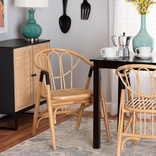 Cyntia Modern Bohemian Natural Brown Rattan Dining Chair