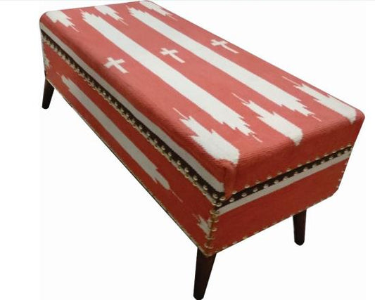 Noah Upholstered Storage Bench Orange and Beige