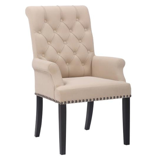 Alana Upholstered Tufted Arm Chair with Nailhead Trim