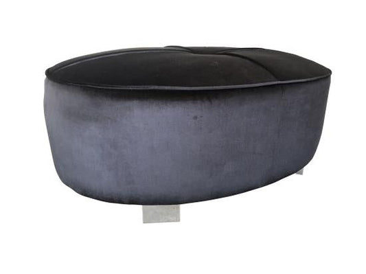 Caldwell Oval Upholstered Ottoman Black