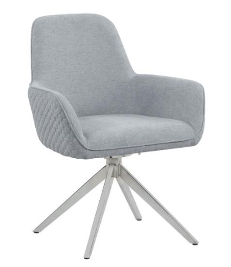 Abby Flare Arm Side Chair Light Grey and Chrome
