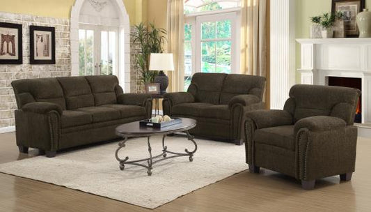 Clemintine Upholstered Chair with Nailhead Trim Brown