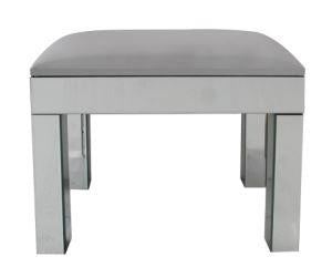 Rectangular Upholstered Vanity Stool White and Mirror