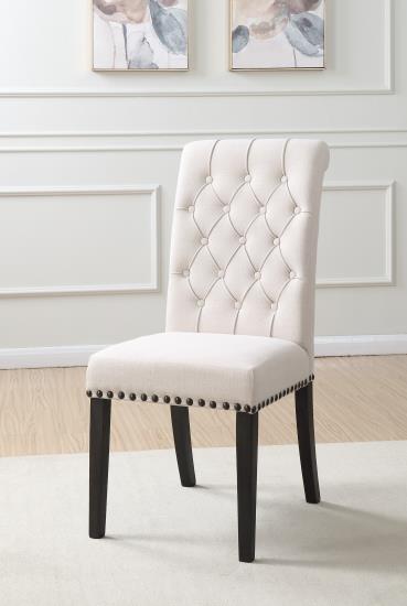 Alana Upholstered Side Chairs Beige and Smokey Black (Set of 2)