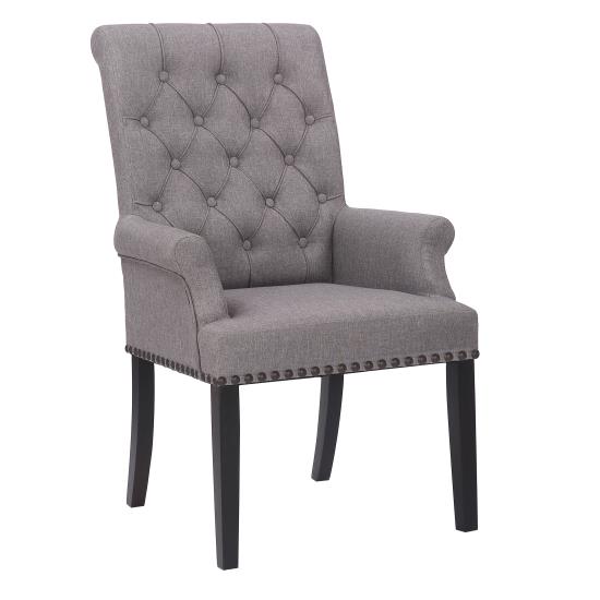 Alana Upholstered Tufted Arm Chair with Nailhead Trim