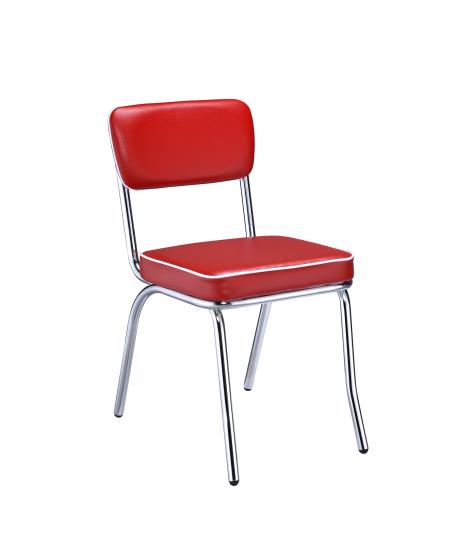 Retro Open Back Side Chairs Red and Chrome (Set of 2)