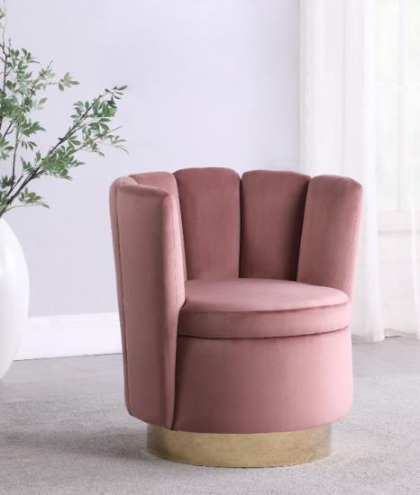 Channeled Tufted Swivel Chair Rose and Gold