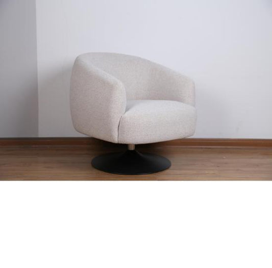 Dave Upholstered Swivel Accent Chair Beige and Matte Black