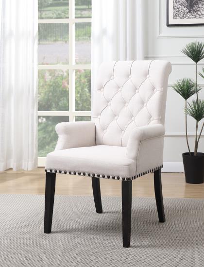 Alana Upholstered Arm Chair Beige and Smokey Black