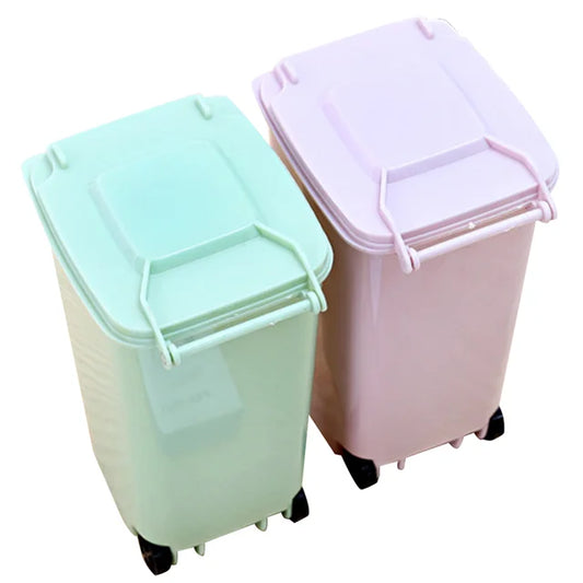2 Pcs Plastic Container with Lid Mini Trash Can Bin for Car Dispenser Small Bins Trashcan Office