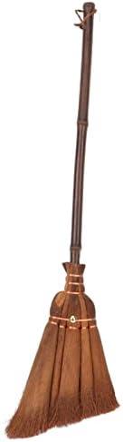 Operitacx Retro Asian Straw Broom Small Natural Flower Grass Broom Whisk Broom Kid Sweeping Cleaning Broom for Home Kitchen Bedroom 6.2(W) x23.1(L) inch