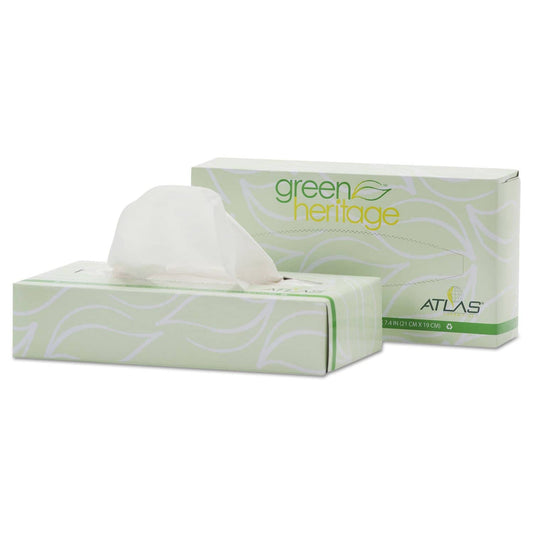 Resolute Tissue Green Heritage Professional Facial Tissue, 2-Ply, White, 100 Sheets/Box, 72 Boxes/Carton - APM072A