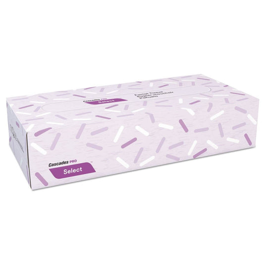 Cascades Select Flat Box Facial Tissue, 2-Ply, White, 100 Sheets/Box, 30 Boxes/Carton - CSDF150
