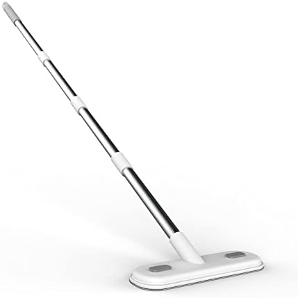 Window Screen Cleaner | 2 in 1 Multifunctional Screen Brush & Floor Cleaner | Extra Long Handle | 4 Foot Handle | Portable Household Squeegee | Includes Cleaning Wipes, White/Gray