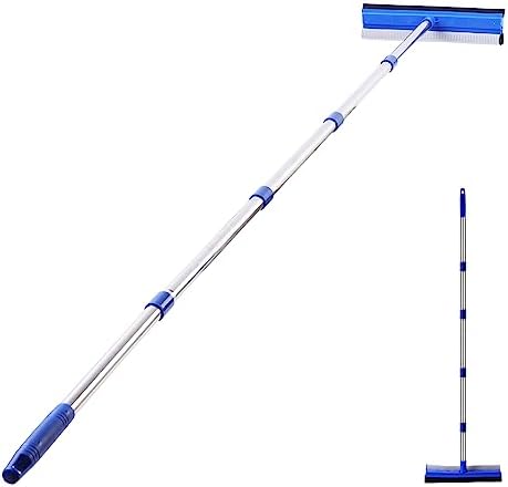72" Window Squeegee for Window Cleaning - Long Handle Window Cleaner Tool with Rubber Blade and Sponge Scrubber, 2 in 1 Window Washing Kit with Extension Pole for Home, Car Windshield and Glass