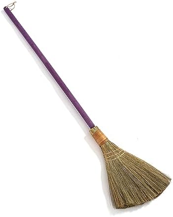 Straw Sweeping Broom, Indoor Outdoor Grass 45 Broom 45 inch with Wooden Handle - Whisk Broom for Cleaning, Decorative, Weeding..