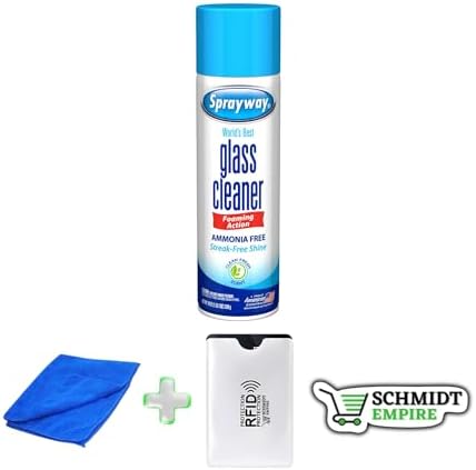 Sprayway Glass Cleaner Aerosol, 19 Oz + Microfiber Cleaning + 1 Card Protector SchmiidtEmpire + Sticker (Pack of 1)